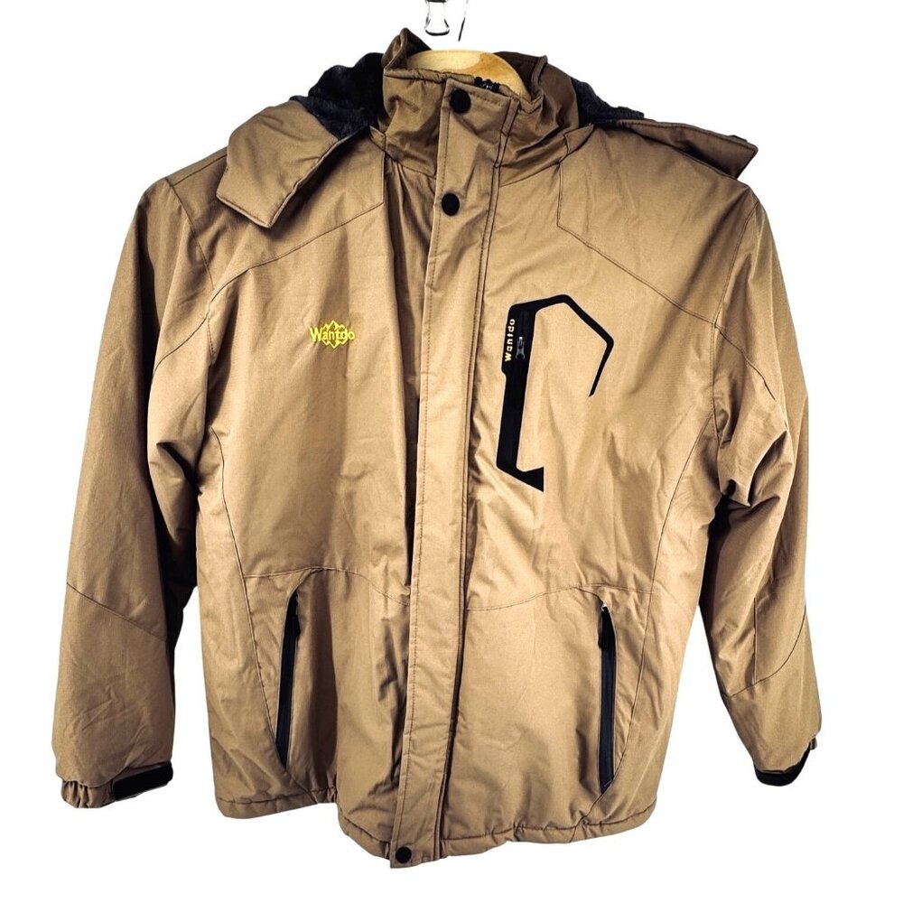 Men's Wantdo XL Khaki Waterproof Ski Jacket Fleece Winter Coat Windproof Jacket